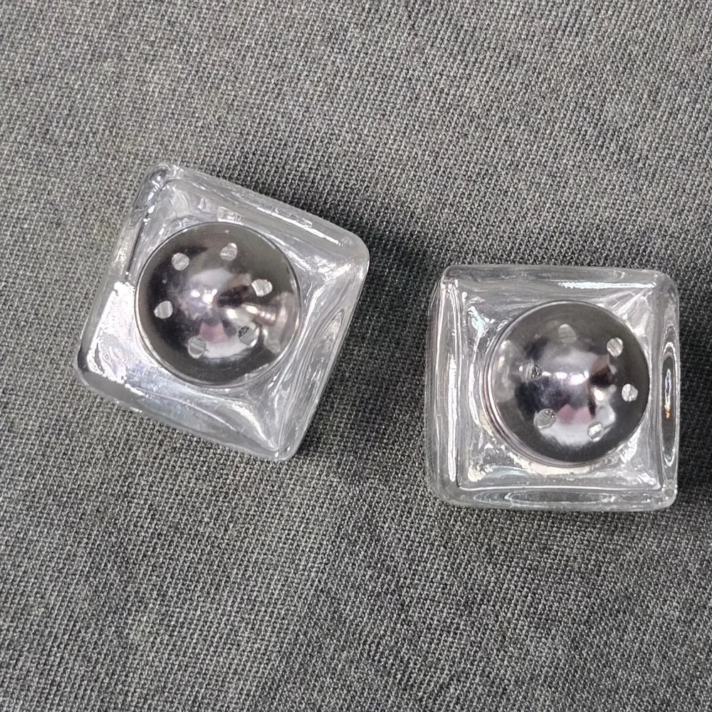 Mini Glass Salt and Pepper‎ Shakers Square Setting 1.5in 12 individual or 6 sets